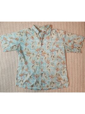 Men's Island Connection Casual Vacation Button Down Shirt Light Blue Beige